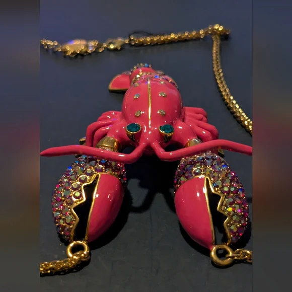 Betsey Johnson Pink and Gold Lobster Necklace - Picture 2 of 14